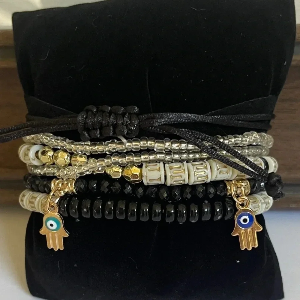 Hand Crafted Evil Eye Fashion Bracelet Stackable Set‎